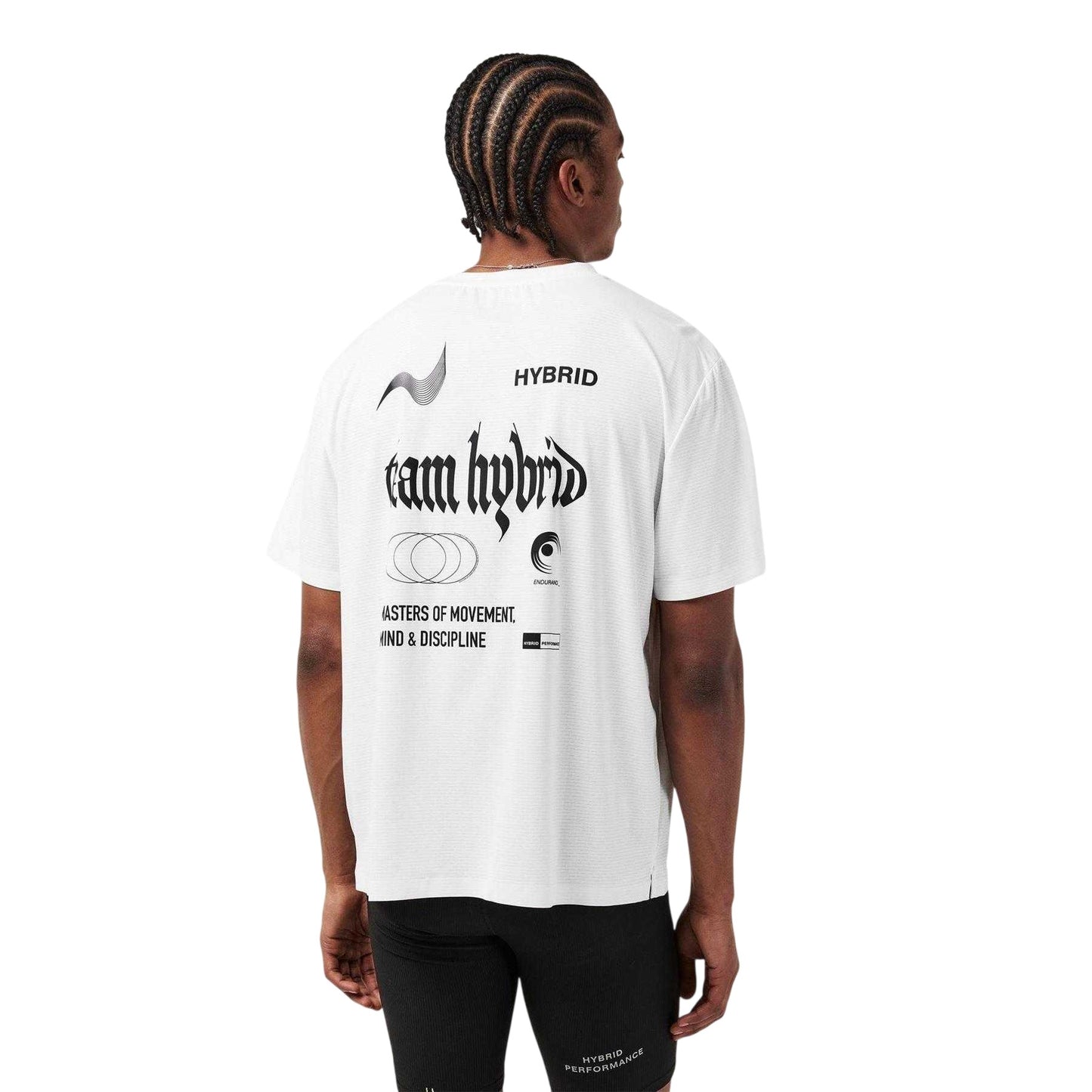 White - Pack Shot - Hybrid Performance Mens Graphic Print Moisture Wicking Athletic Short-Sleeved Top