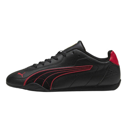 Black-Red - Side - Puma Mens Catch Ferrari Suede Trainers