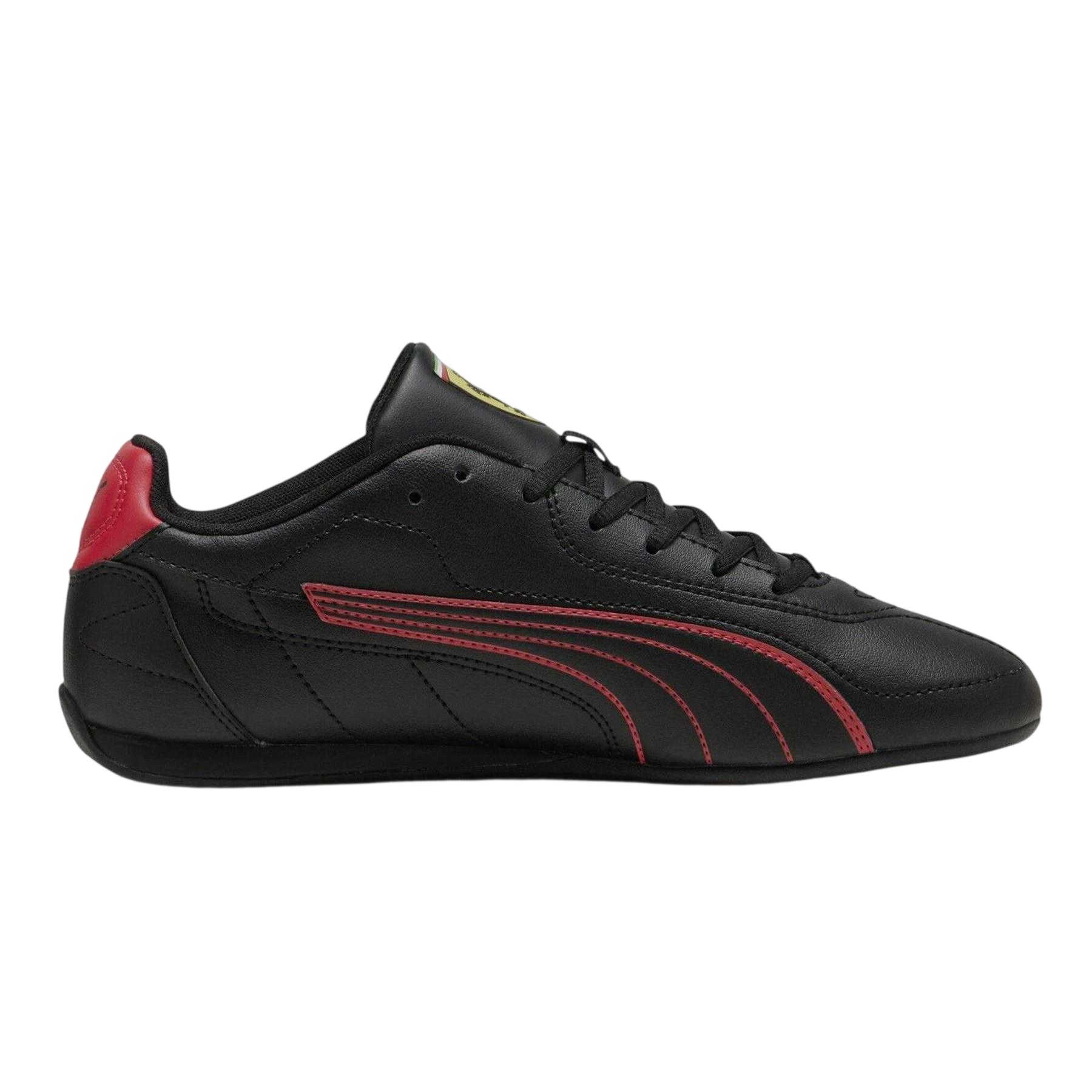 Black-Red - Front - Puma Mens Catch Ferrari Suede Trainers