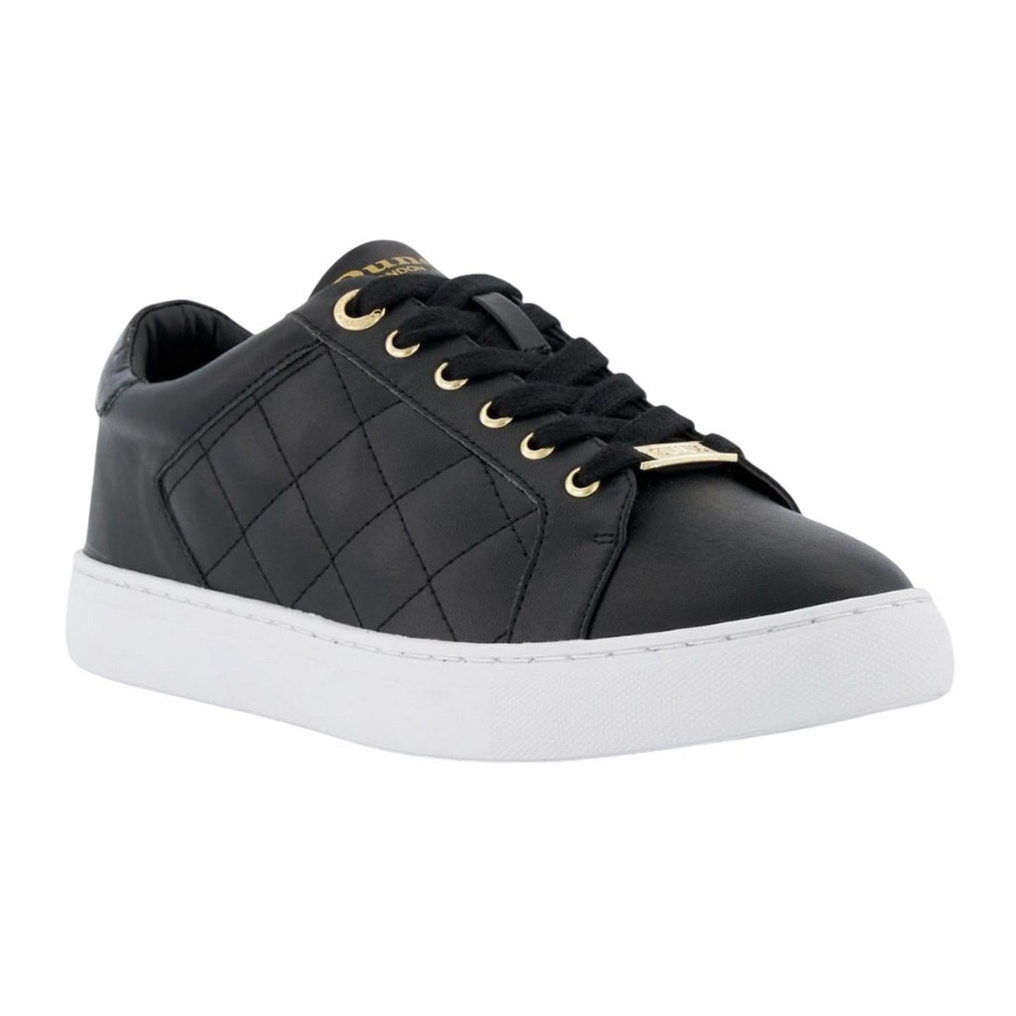Black-White - Front - Dune London Unisex Adult Ellenar Quilted Trainers