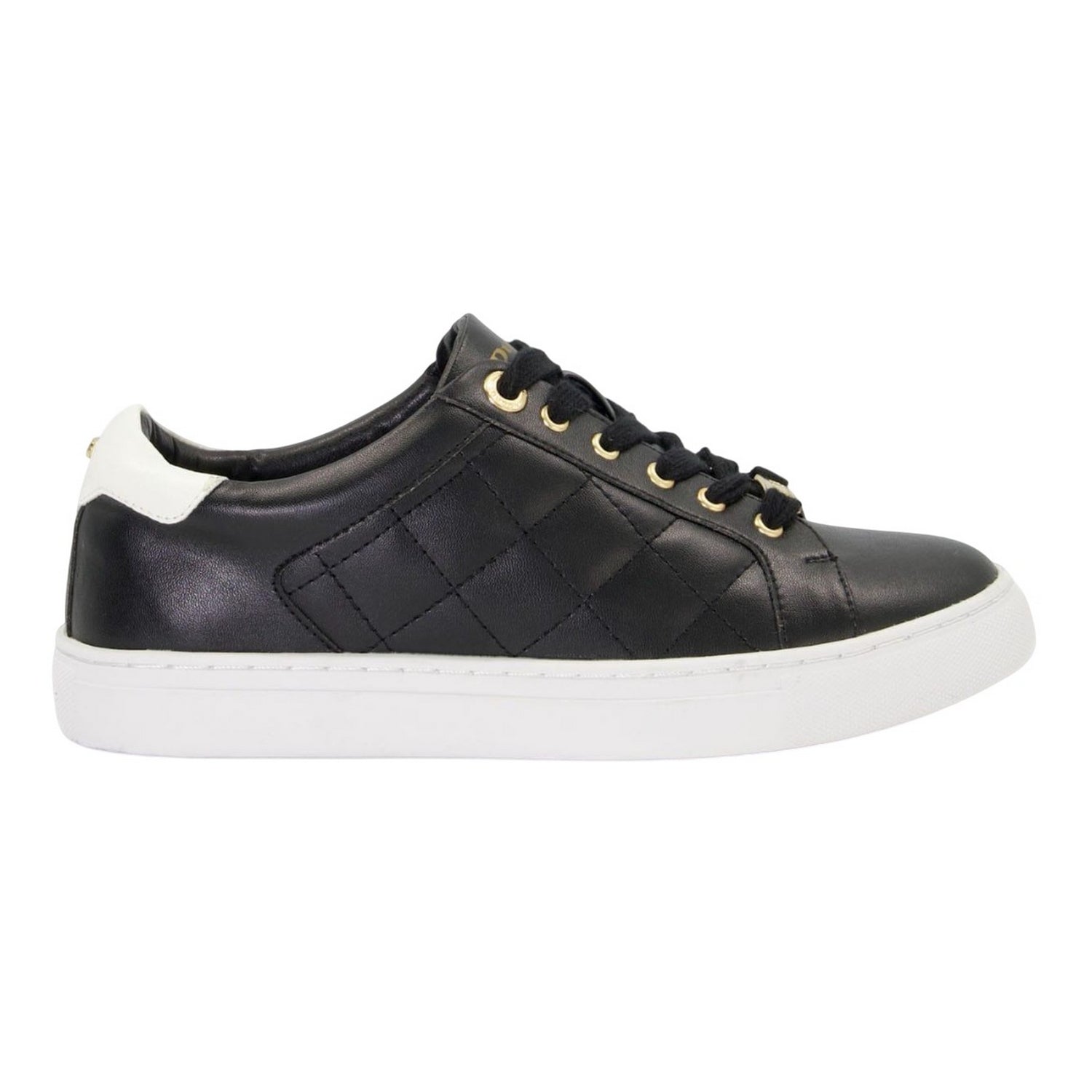 Black-White - Side - Dune London Unisex Adult Ellenar Quilted Trainers
