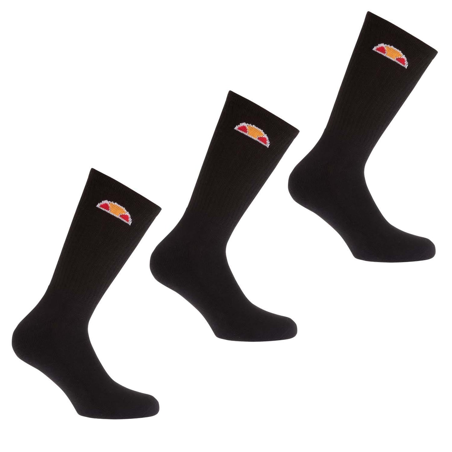 Black - Front - Ellesse Unisex Adult Tisbi Socks (Pack of 3)