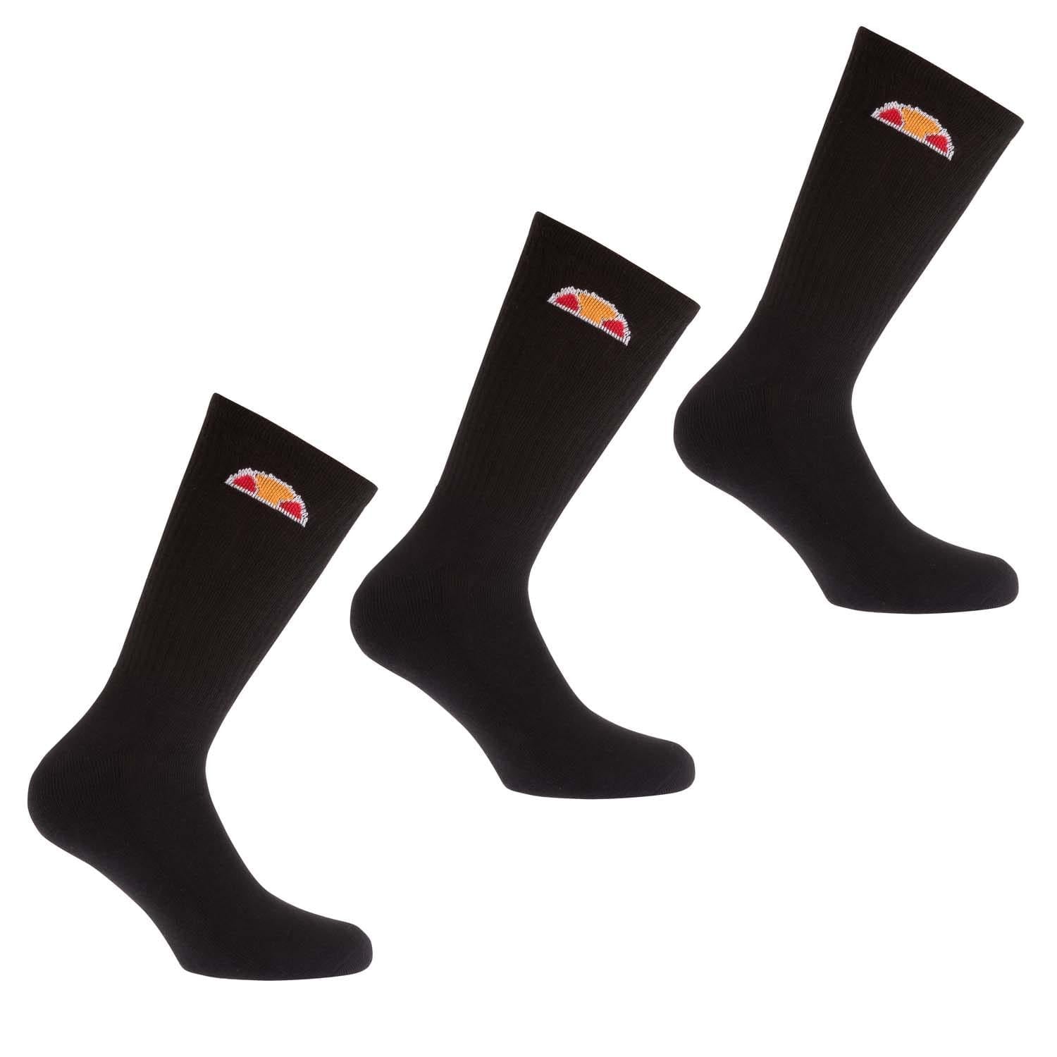 Black - Front - Ellesse Unisex Adult Tisbi Socks (Pack of 3)
