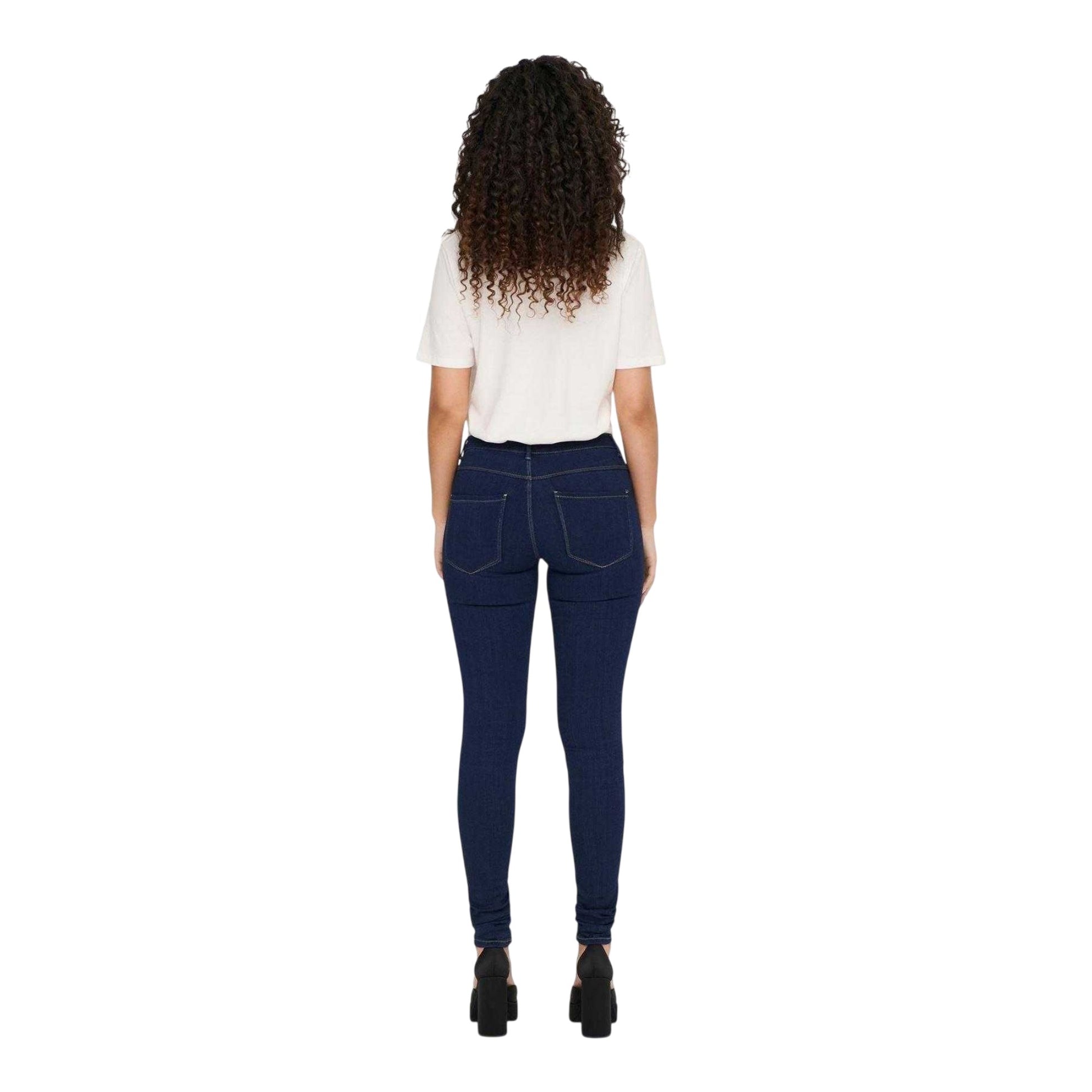 Dark Blue - Back - Only Womens-Ladies Skinny Jeans