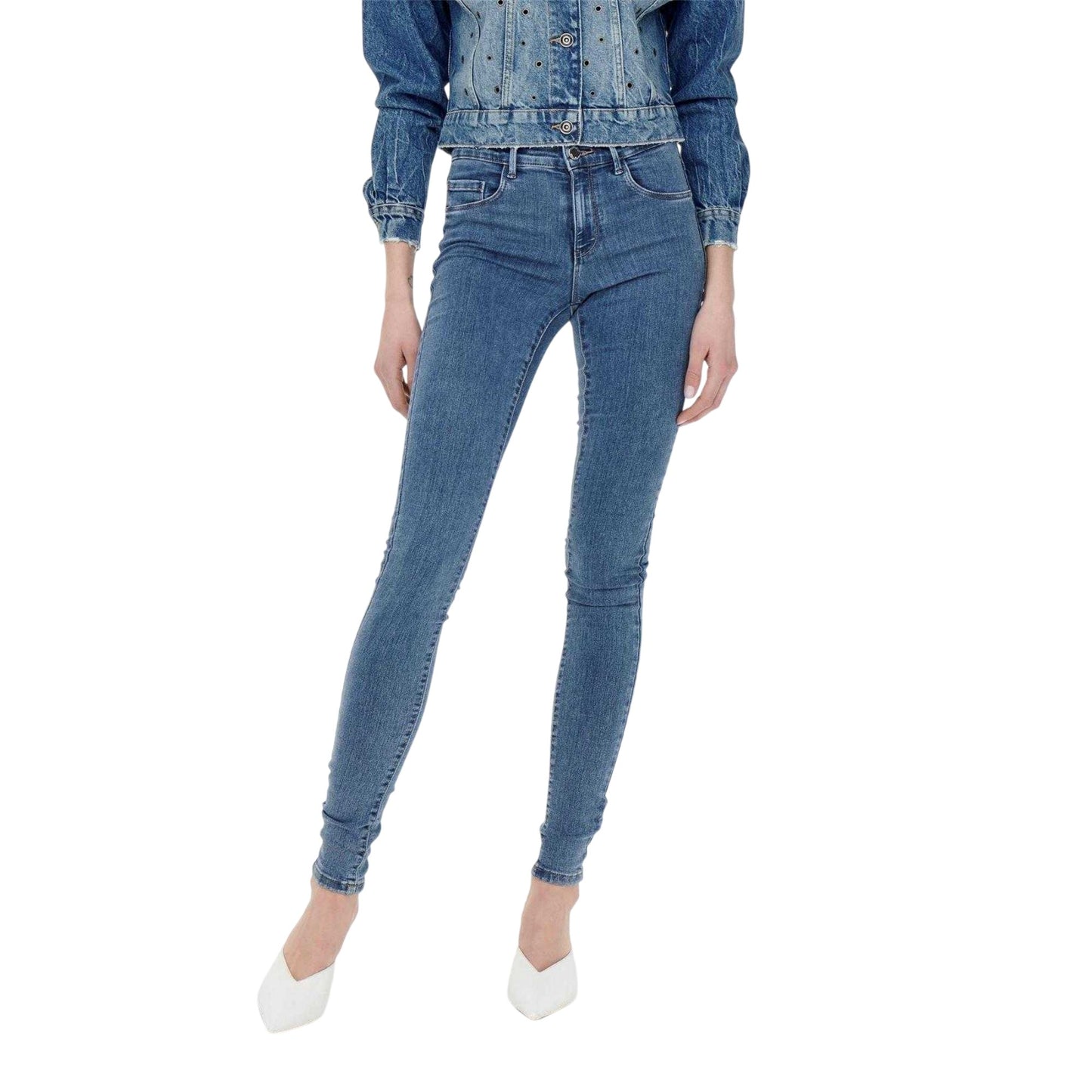 Medium Blue - Back - Only Womens-Ladies Skinny Jeans