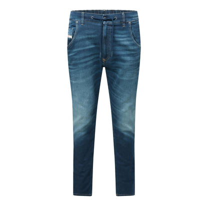 Blue Denim - Front - Diesel Mens Krooley-E-NE Faded Tapered Jeans
