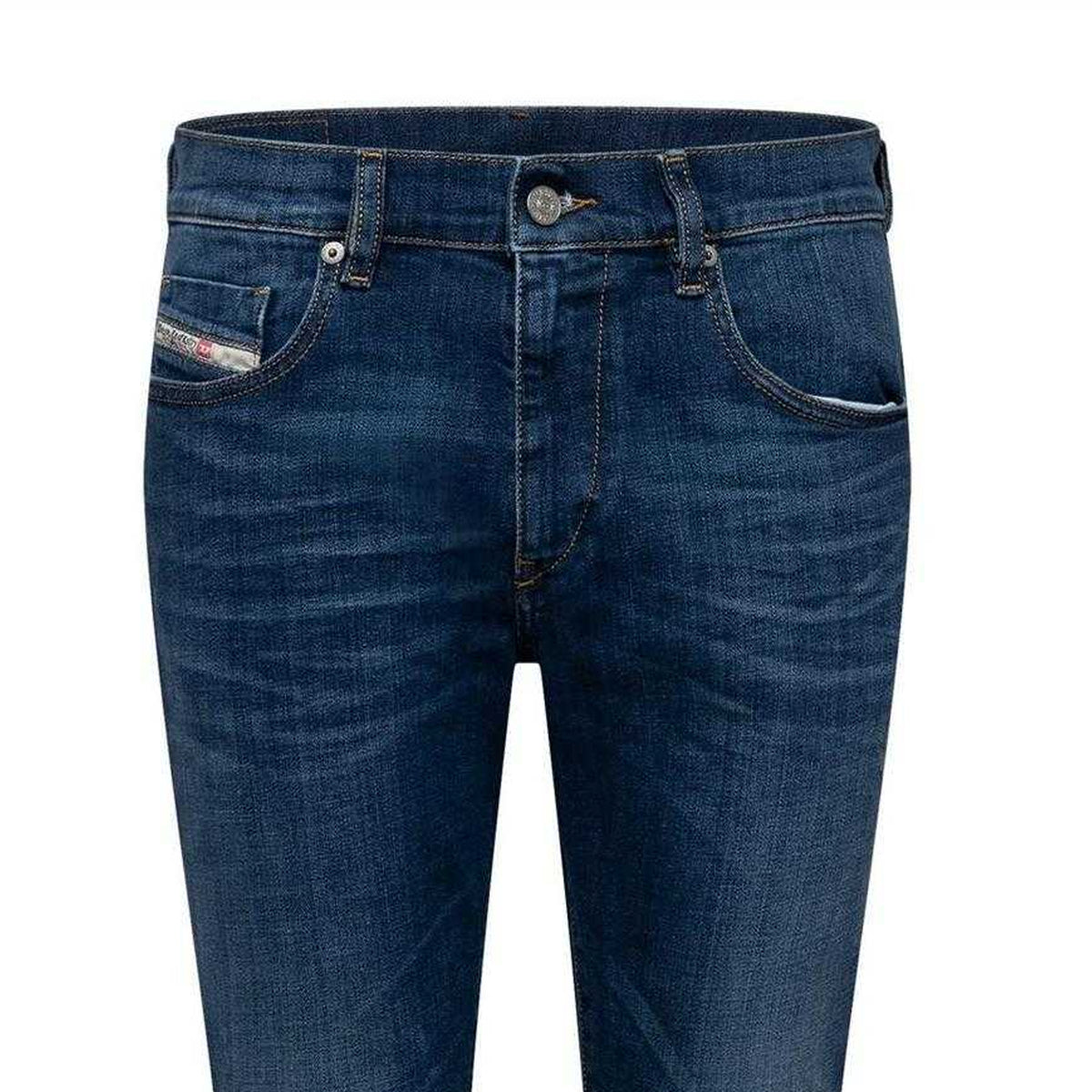 Blue Denim - Side - Diesel Mens 2019 D-Strukt Denim Slim Jeans