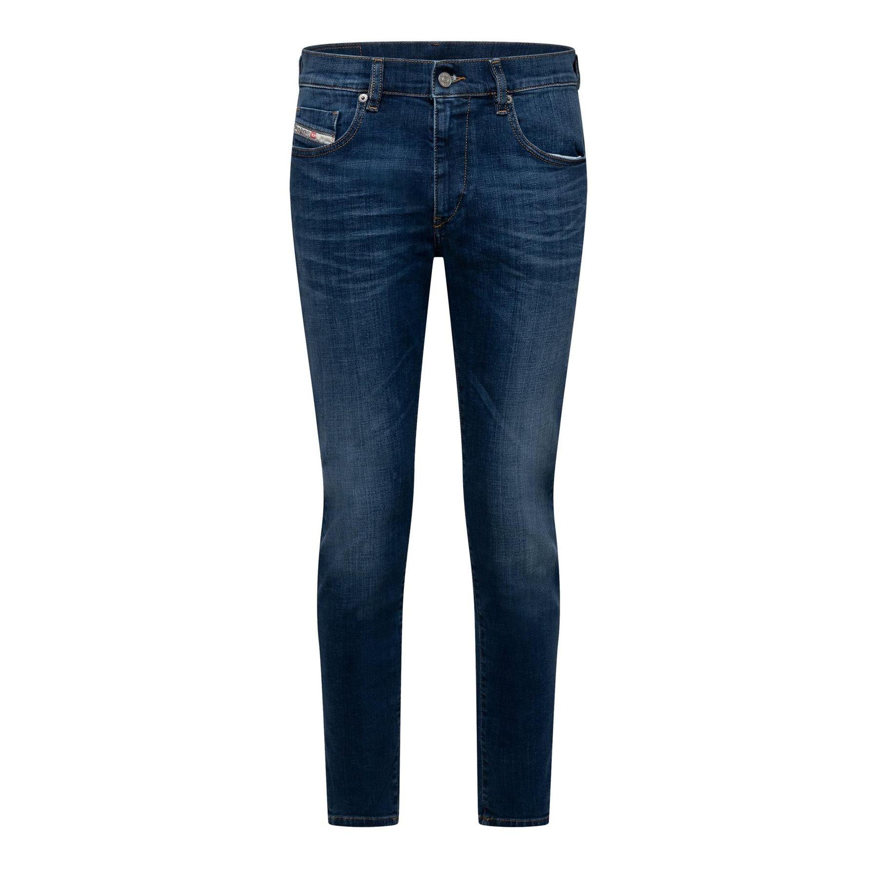 Blue Denim - Front - Diesel Mens 2019 D-Strukt Denim Slim Jeans