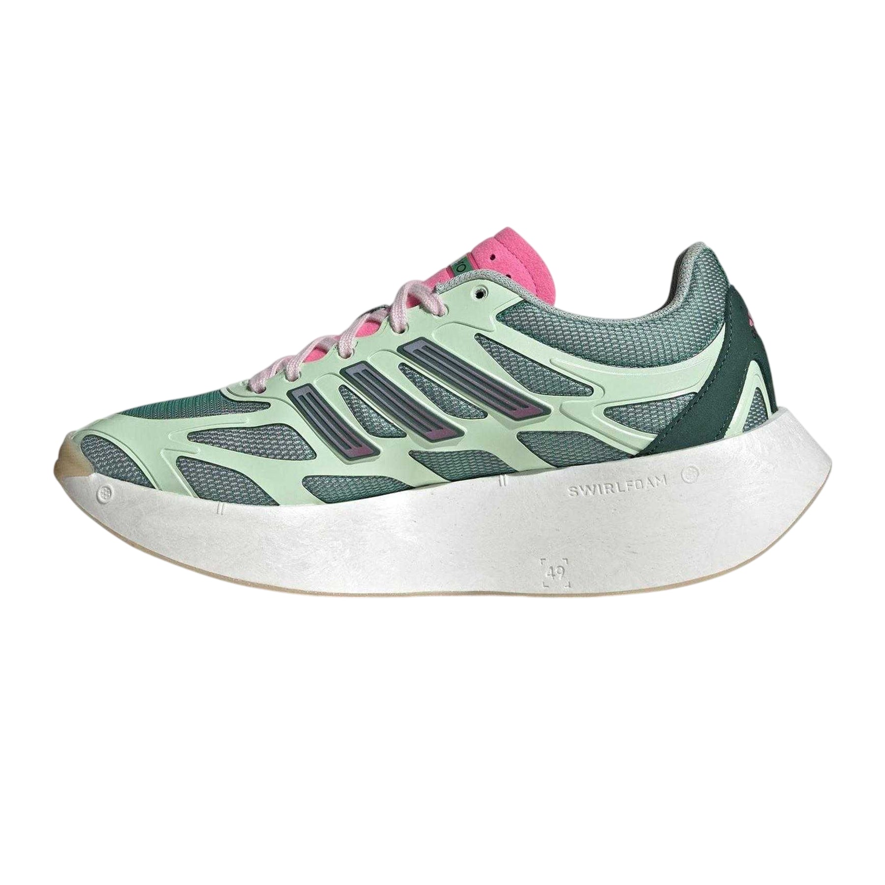 Green-Pink - Side - Adidas Childrens-Kids Adizero Trainers