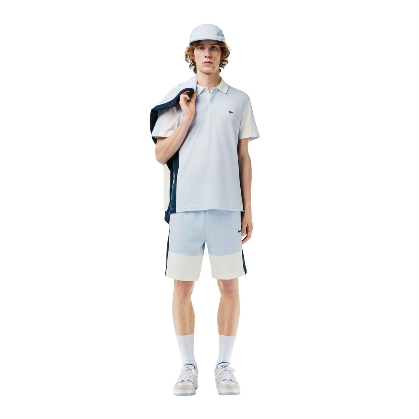 Light Blue - Pack Shot - Lacoste Mens Colour Block Regular Polo Shirt