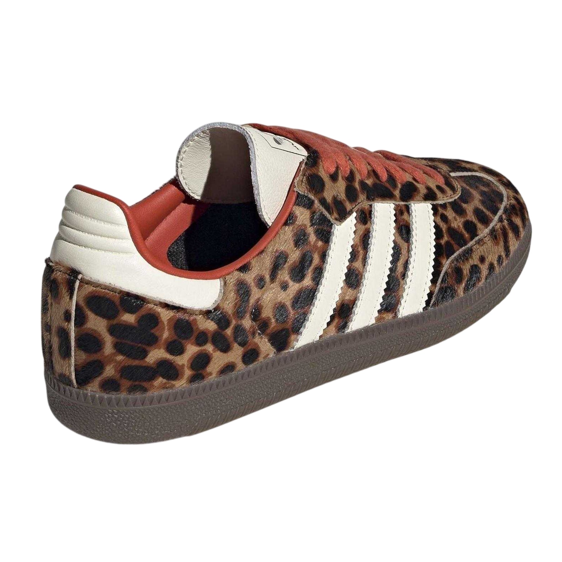Brown-White - Back - Adidas Womens-Ladies Samba Leopard Print Printed Trainers
