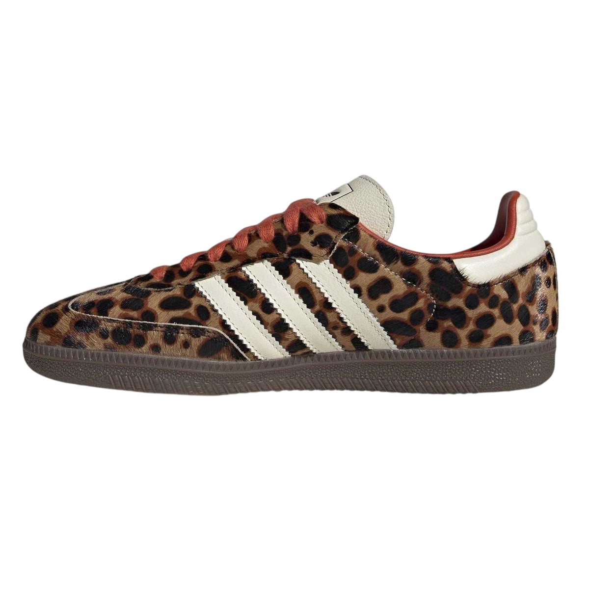 Brown-White - Side - Adidas Womens-Ladies Samba Leopard Print Printed Trainers