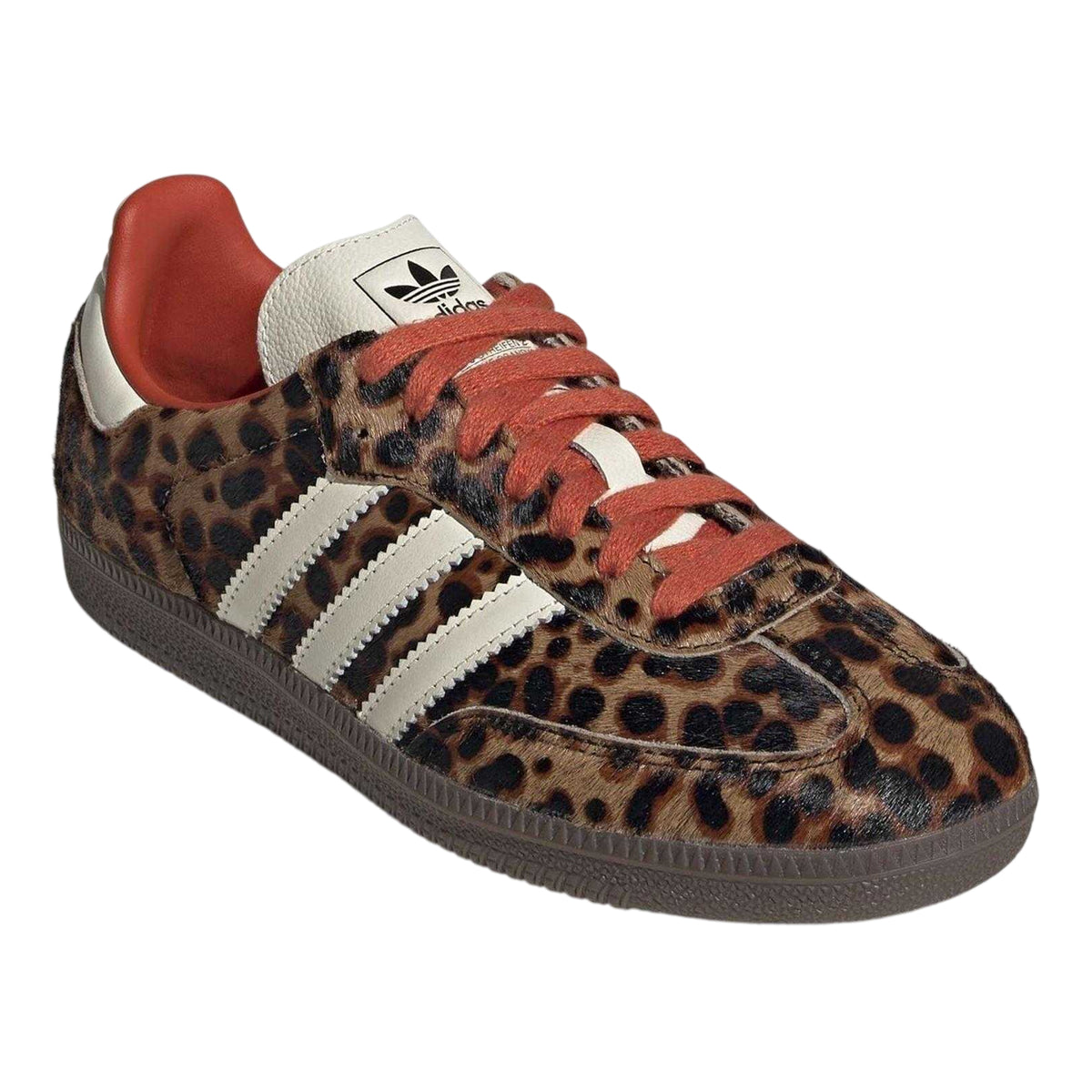 Brown-White - Lifestyle - Adidas Womens-Ladies Samba Leopard Print Printed Trainers