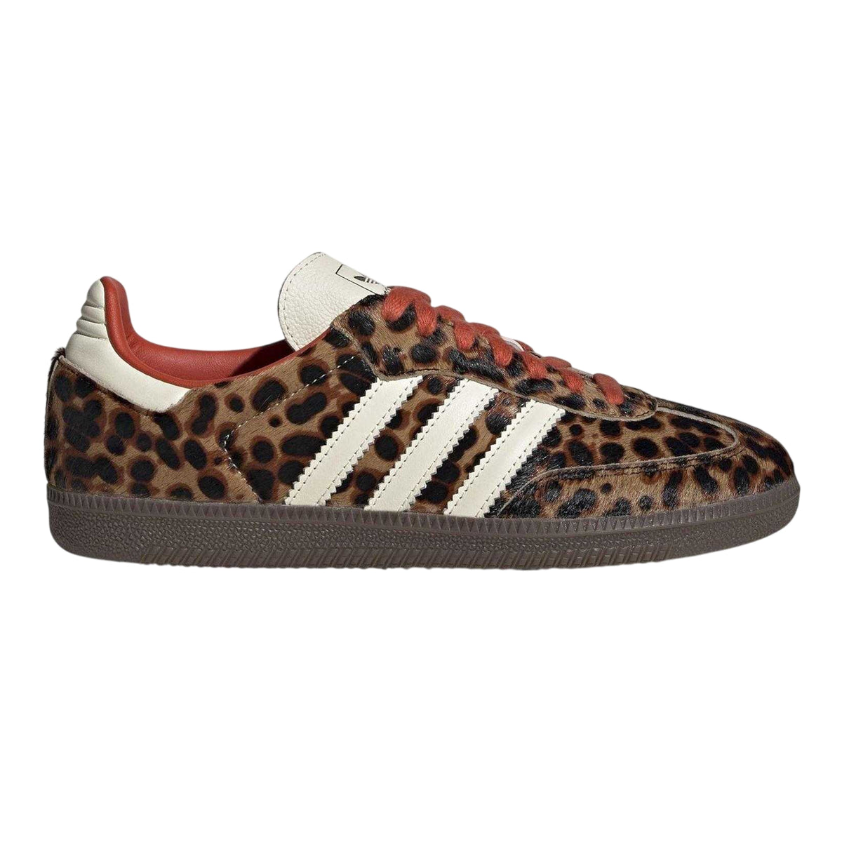 Brown-White - Front - Adidas Womens-Ladies Samba Leopard Print Printed Trainers