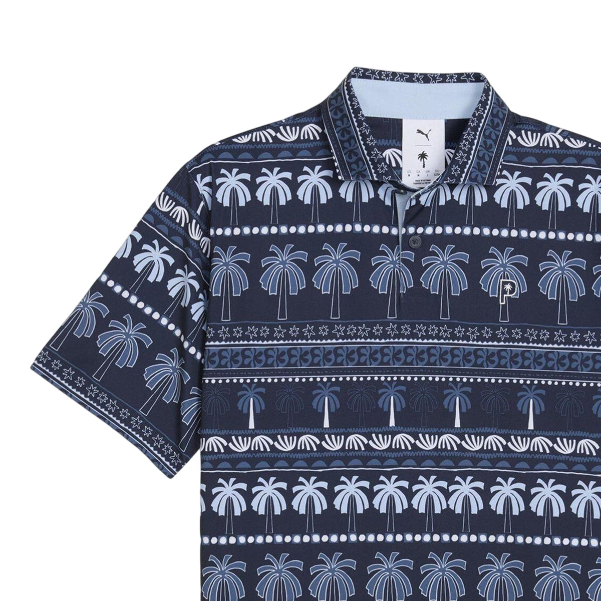 Deep Navy - Side - Puma Mens X Ptc Hero Palm Tree Polo Shirt