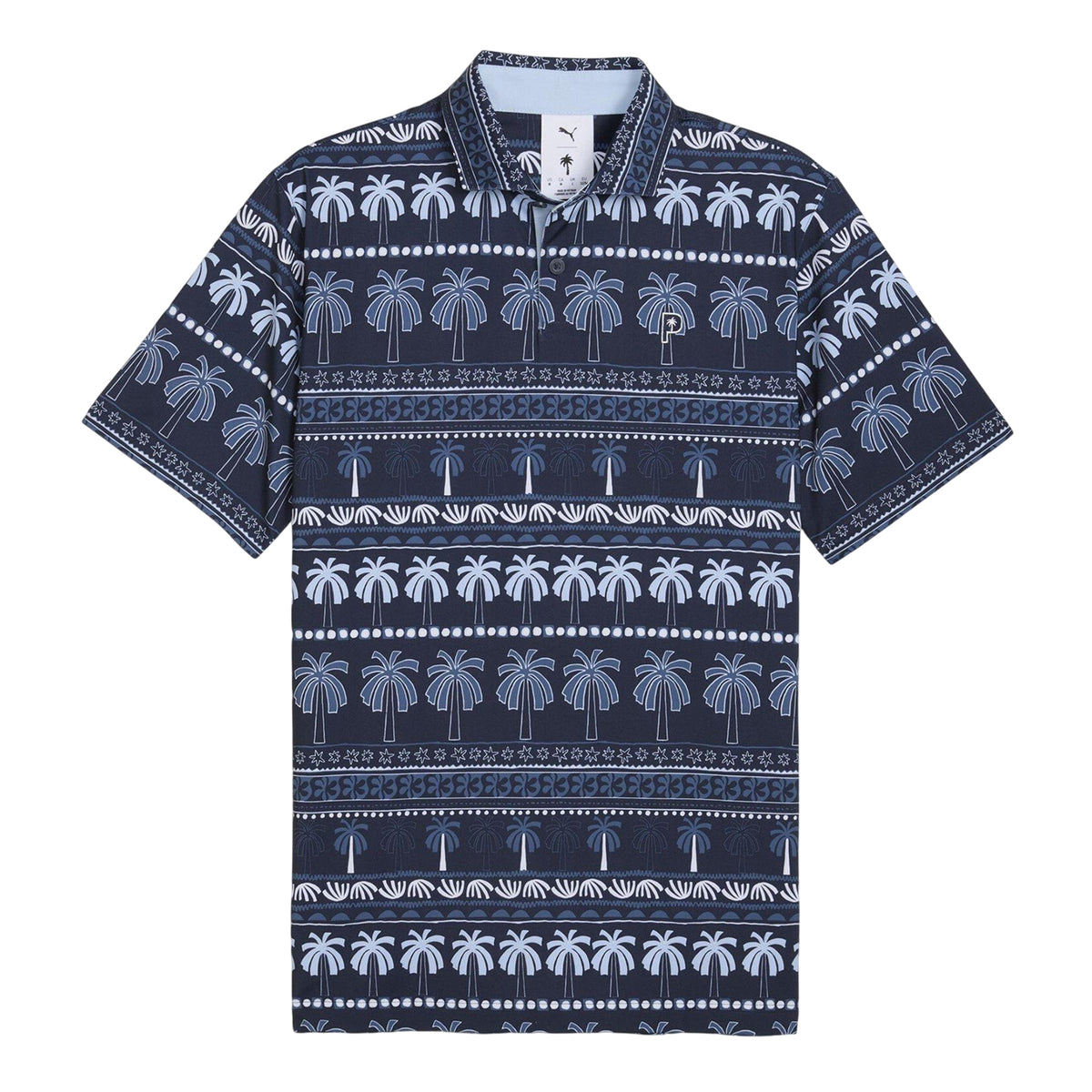 Deep Navy - Front - Puma Mens X Ptc Hero Palm Tree Polo Shirt