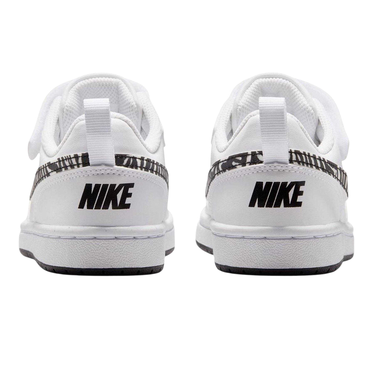 White - Back - Nike Childrens-Kids Borough Low Recraft Zebra Print Flat Trainers