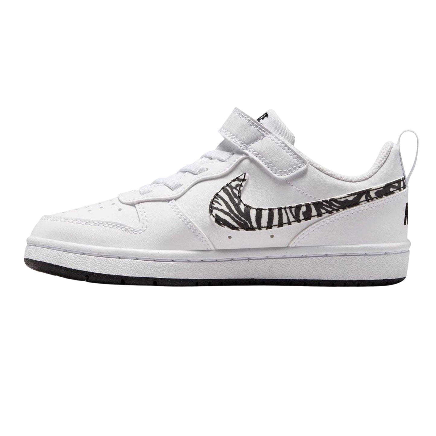 White - Side - Nike Childrens-Kids Borough Low Recraft Zebra Print Flat Trainers