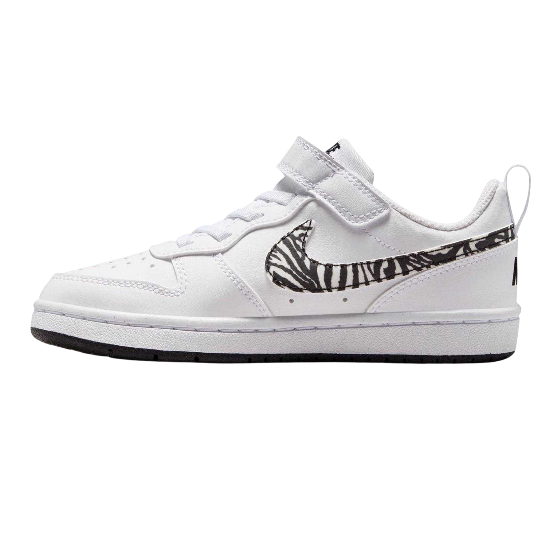 White - Side - Nike Childrens-Kids Borough Low Recraft Zebra Print Flat Trainers