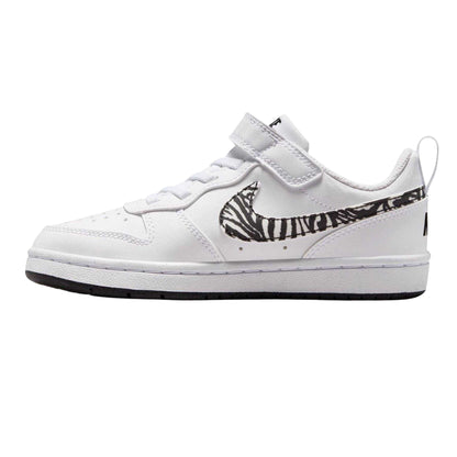 White - Side - Nike Childrens-Kids Borough Low Recraft Zebra Print Flat Trainers