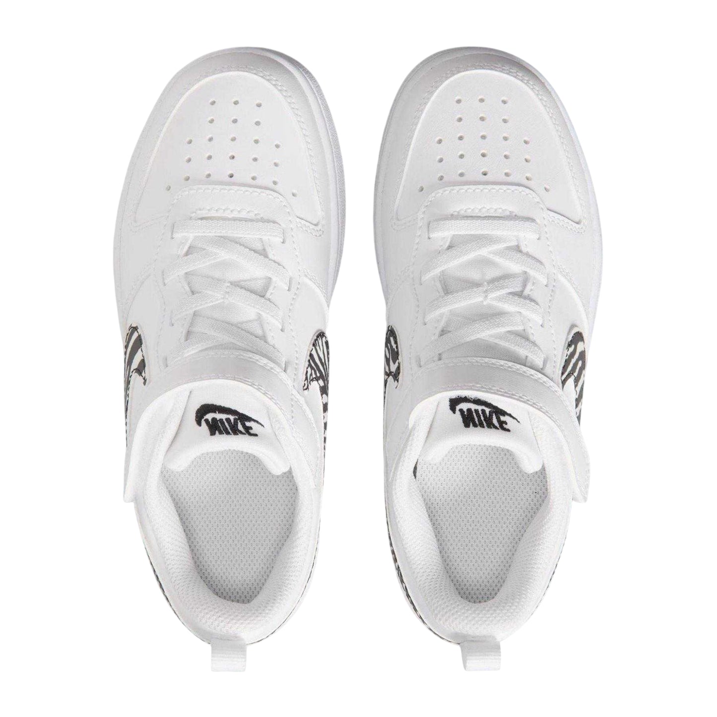 White - Pack Shot - Nike Childrens-Kids Borough Low Recraft Zebra Print Flat Trainers