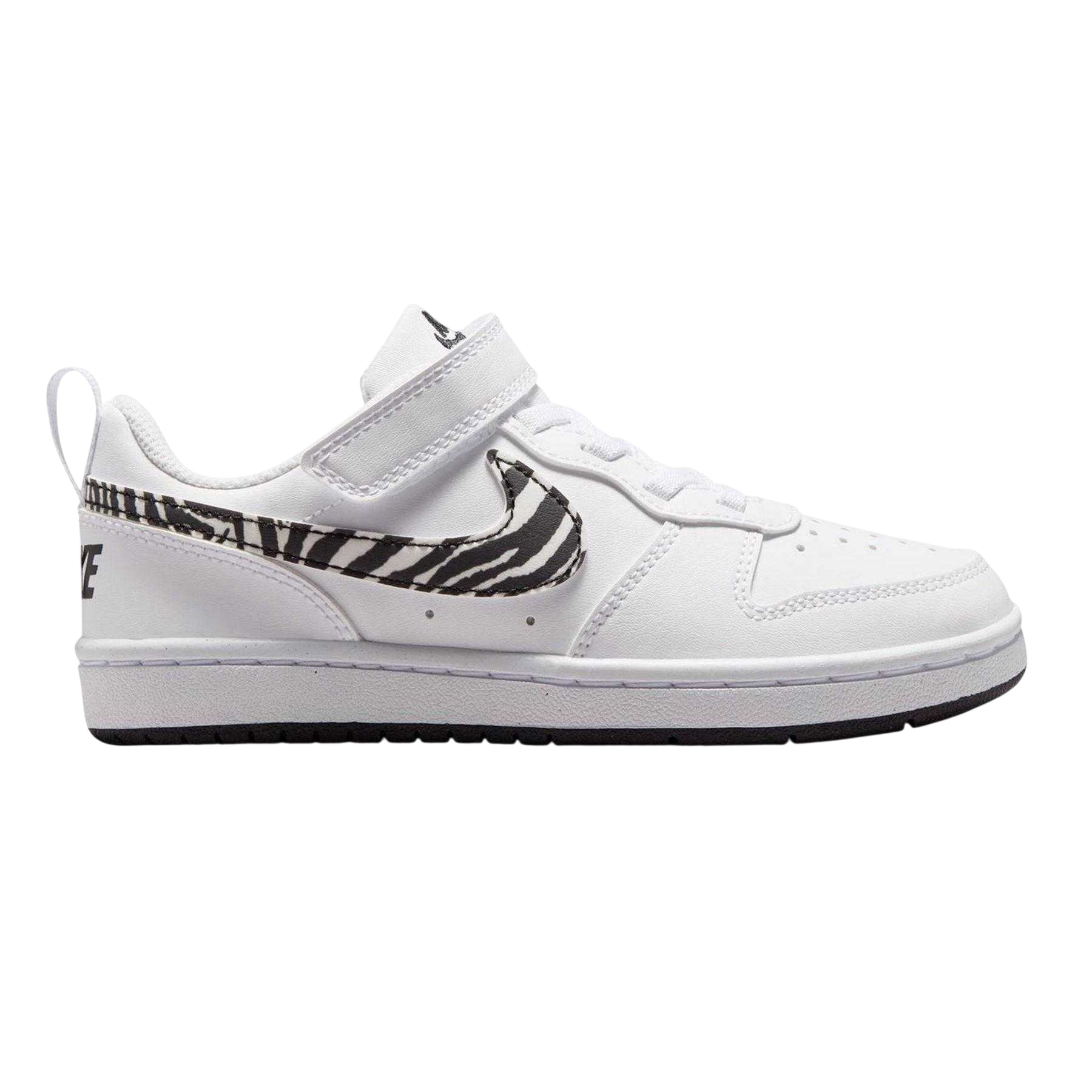 White - Front - Nike Childrens-Kids Borough Low Recraft Zebra Print Flat Trainers