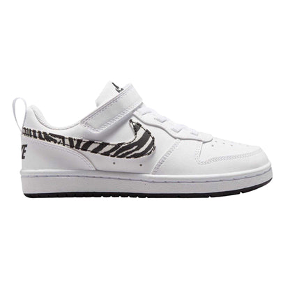 White - Front - Nike Childrens-Kids Borough Low Recraft Zebra Print Flat Trainers