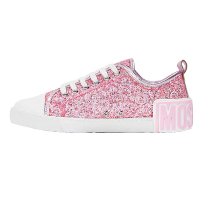 Pink - Back - Moschino Childrens-Kids Low Cut Trainers