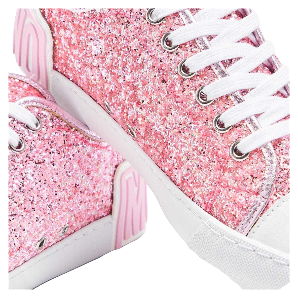 Pink - Side - Moschino Childrens-Kids Low Cut Trainers