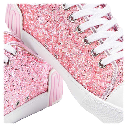 Pink - Side - Moschino Childrens-Kids Low Cut Trainers