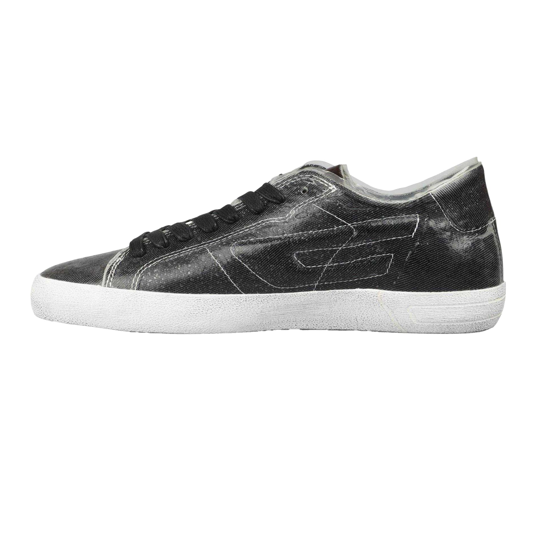 Black - Back - Diesel Mens S-Leroji Leather Low Cut Trainers