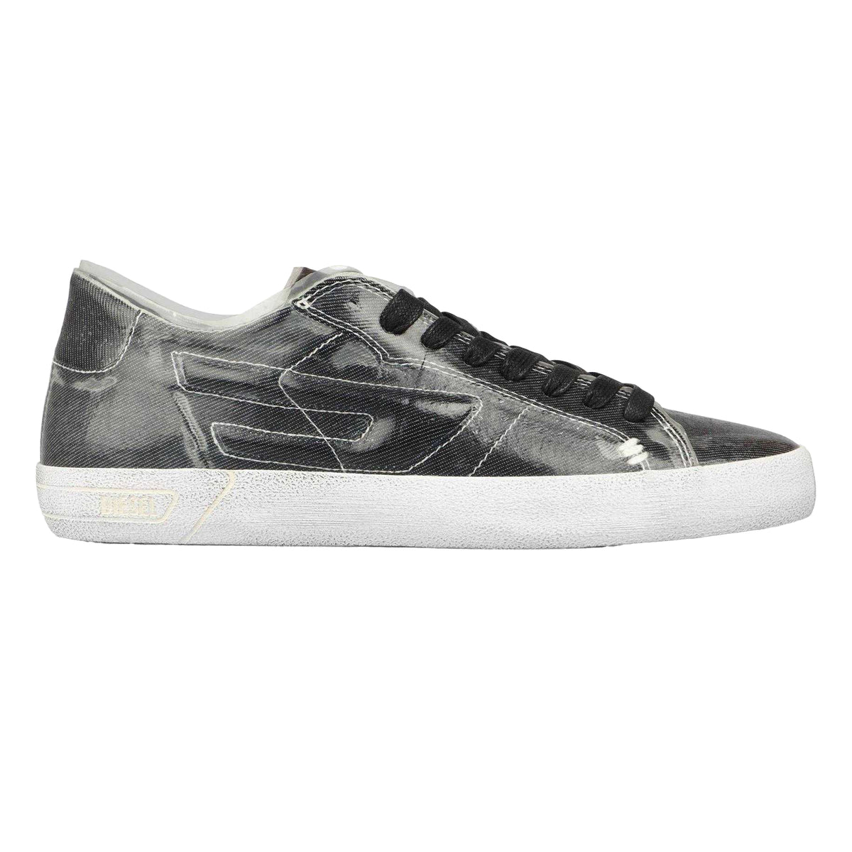 Black - Front - Diesel Mens S-Leroji Leather Low Cut Trainers