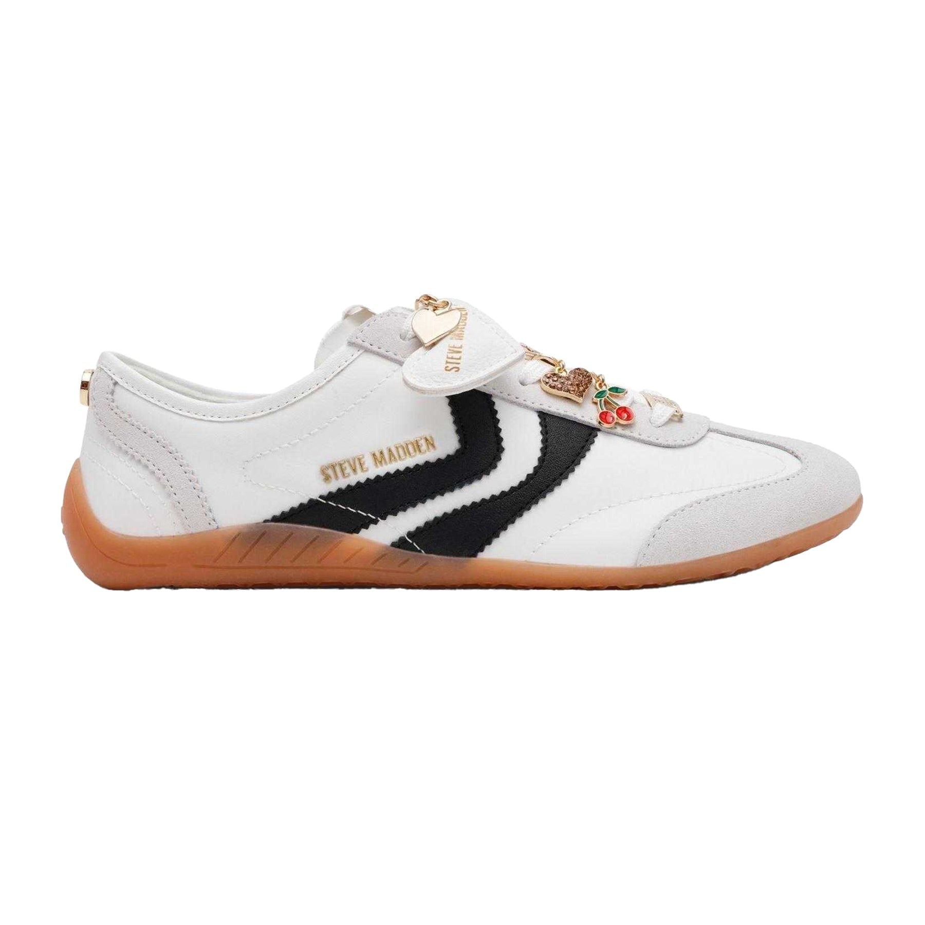 White-Black - Front - Steve Madden Womens-Ladies Bassett Suede Trainers