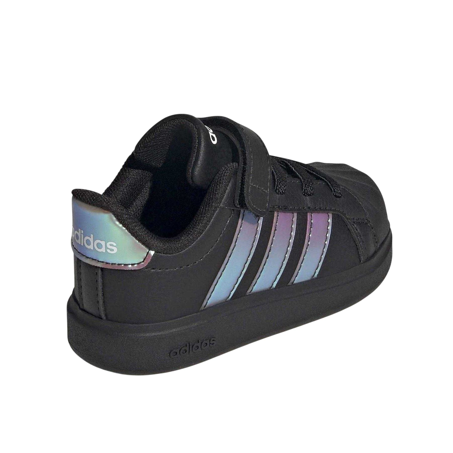 Black-Iridescent - Back - Adidas Childrens-Kids Grand Court Iridescent Trainers