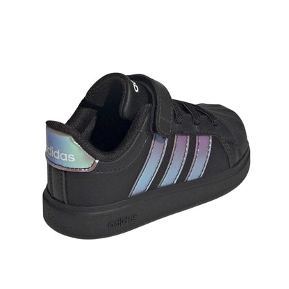 Black-Iridescent - Back - Adidas Childrens-Kids Grand Court Iridescent Trainers