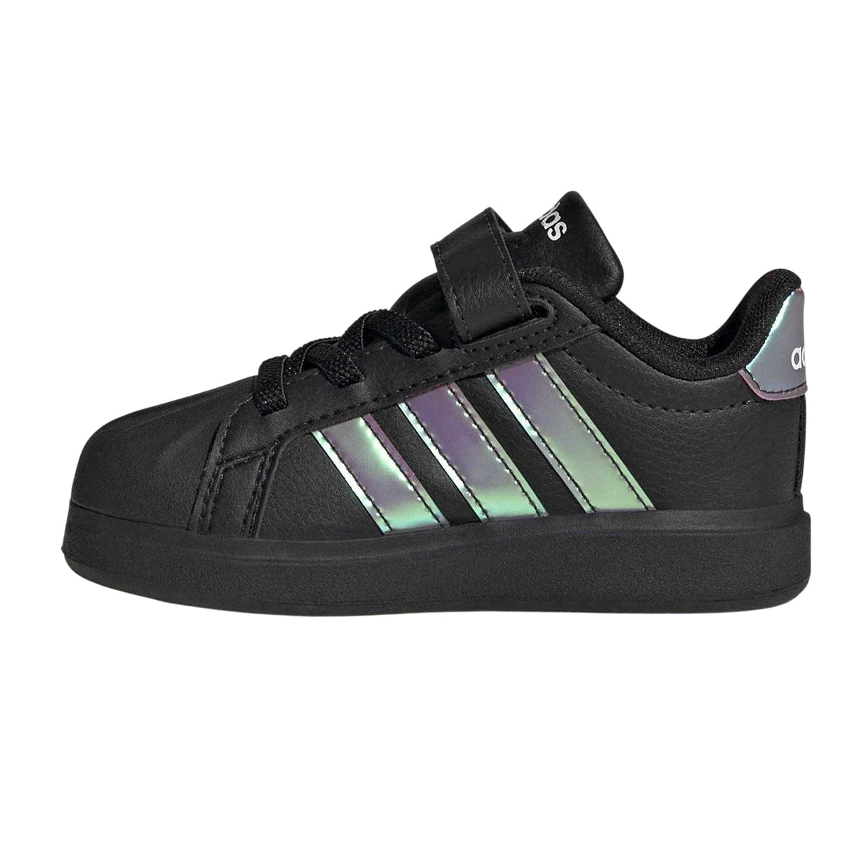 Black-Iridescent - Side - Adidas Childrens-Kids Grand Court Iridescent Trainers