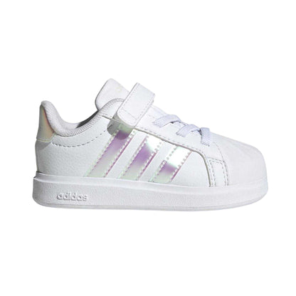 White-Iridescent - Front - Adidas Childrens-Kids Grand Court Iridescent Trainers