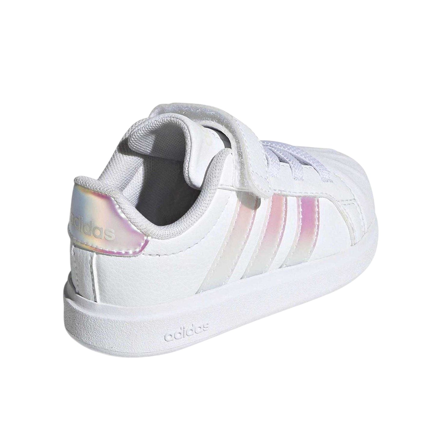White-Iridescent - Back - Adidas Childrens-Kids Grand Court Iridescent Trainers