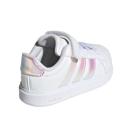 White-Iridescent - Back - Adidas Childrens-Kids Grand Court Iridescent Trainers