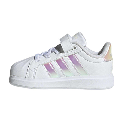 White-Iridescent - Side - Adidas Childrens-Kids Grand Court Iridescent Trainers