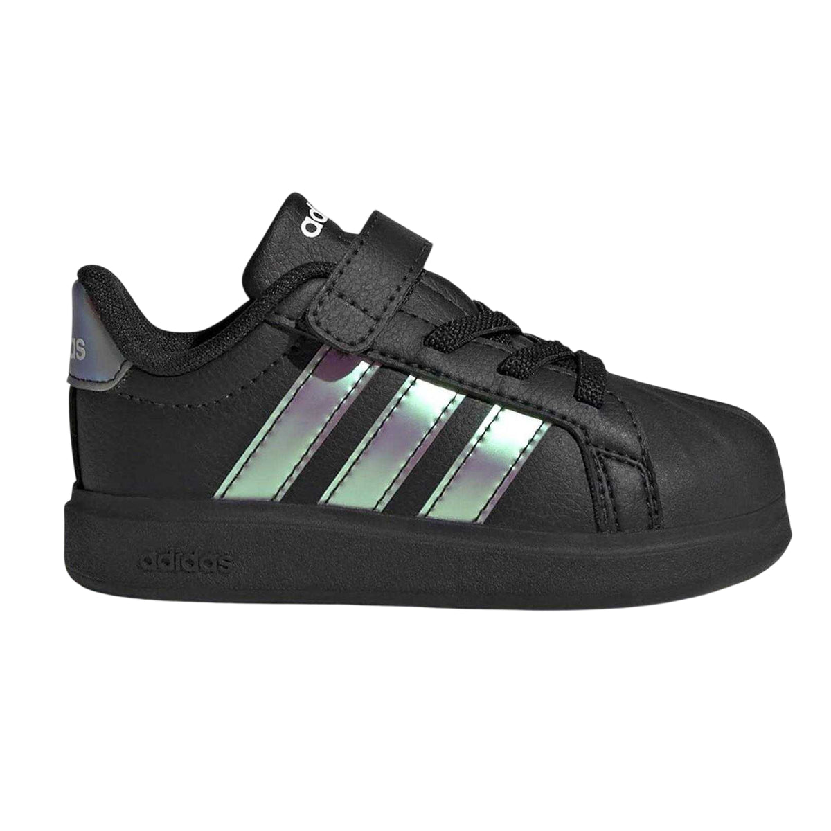 Black-Iridescent - Front - Adidas Childrens-Kids Grand Court Iridescent Trainers