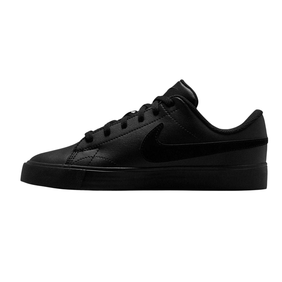 Black - Side - Nike Childrens-Kids Court Legacy Swoosh Trainers