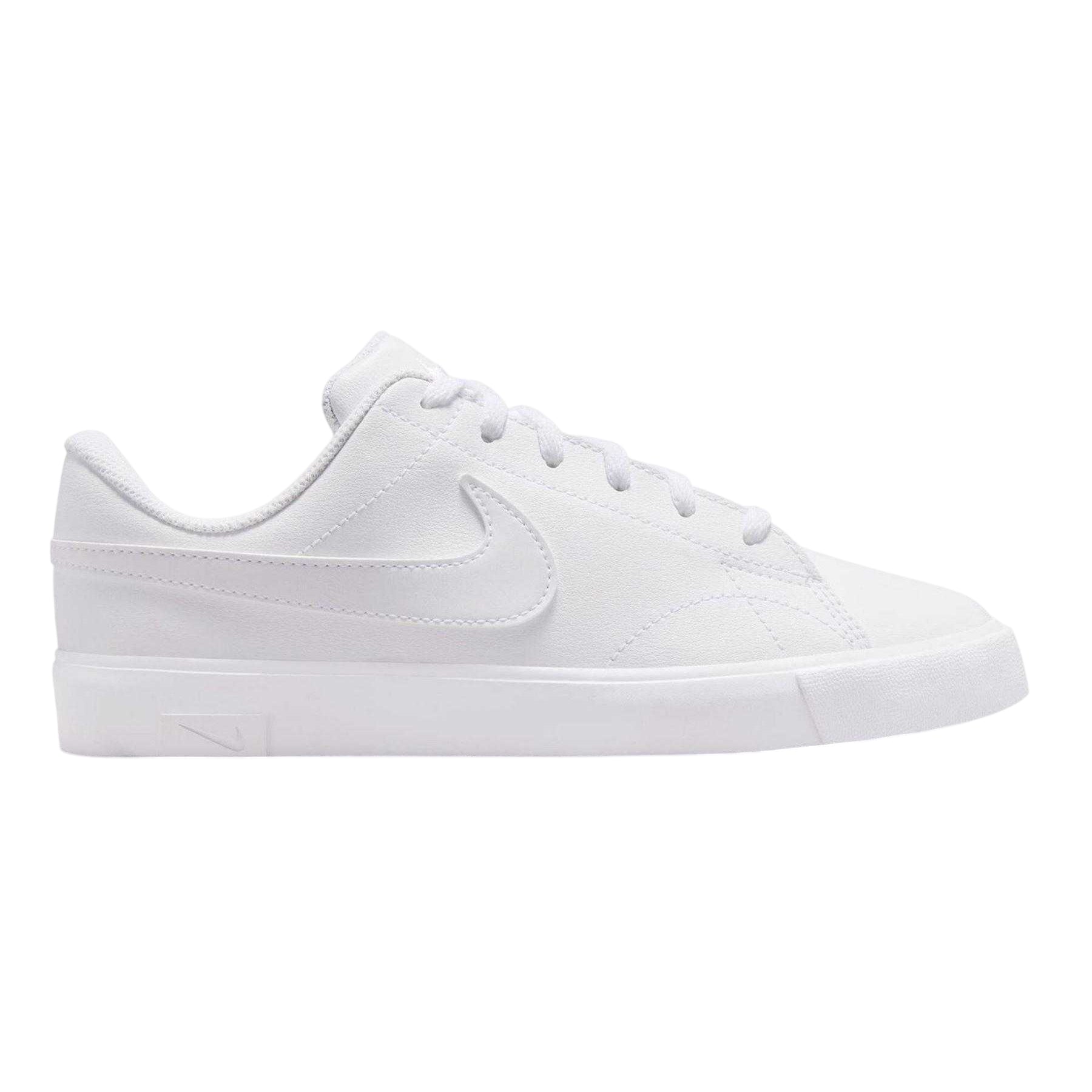 White - Front - Nike Childrens-Kids Court Legacy Swoosh Trainers