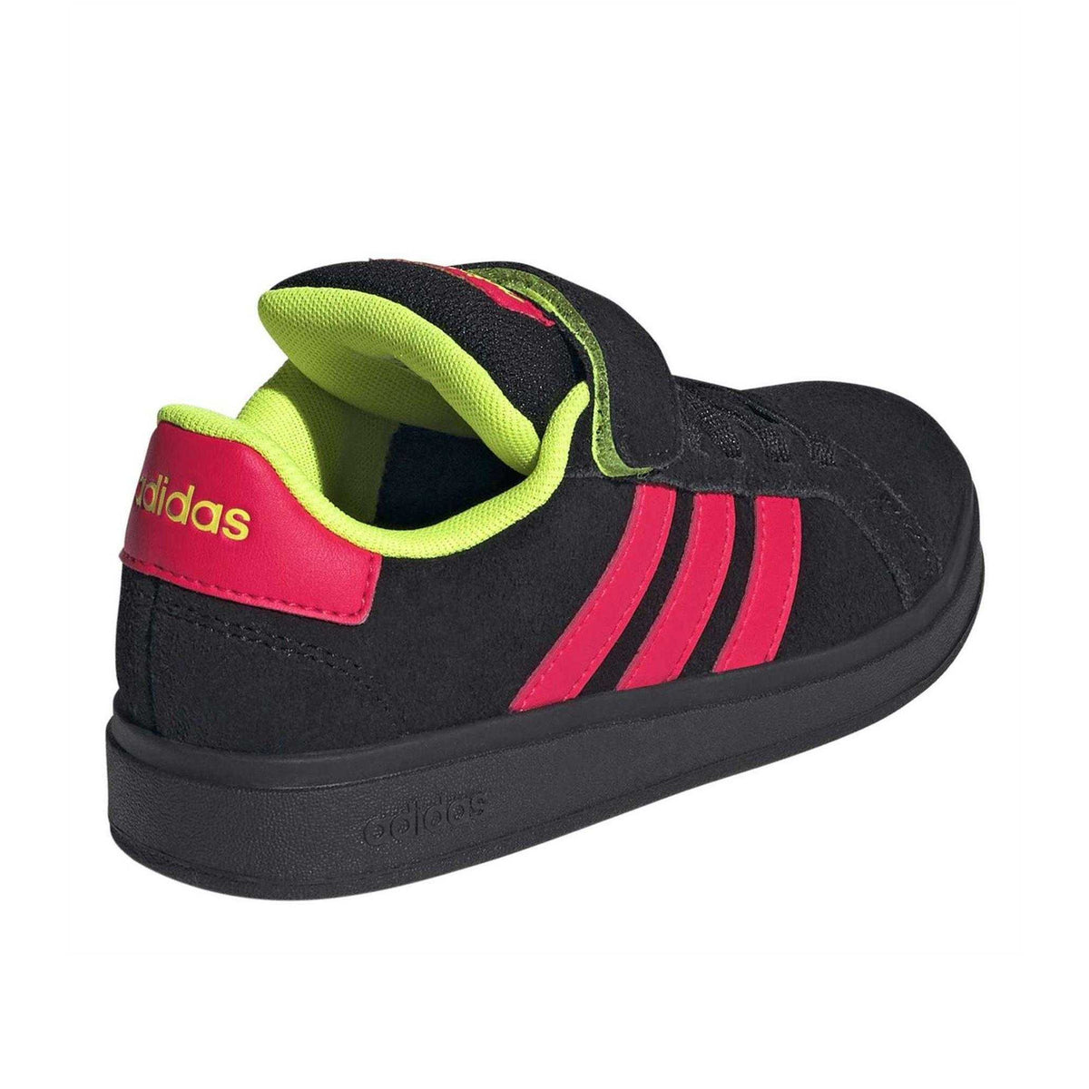 Core Black - Back - Adidas Childrens-Kids Grand Court Leather Flat Trainers