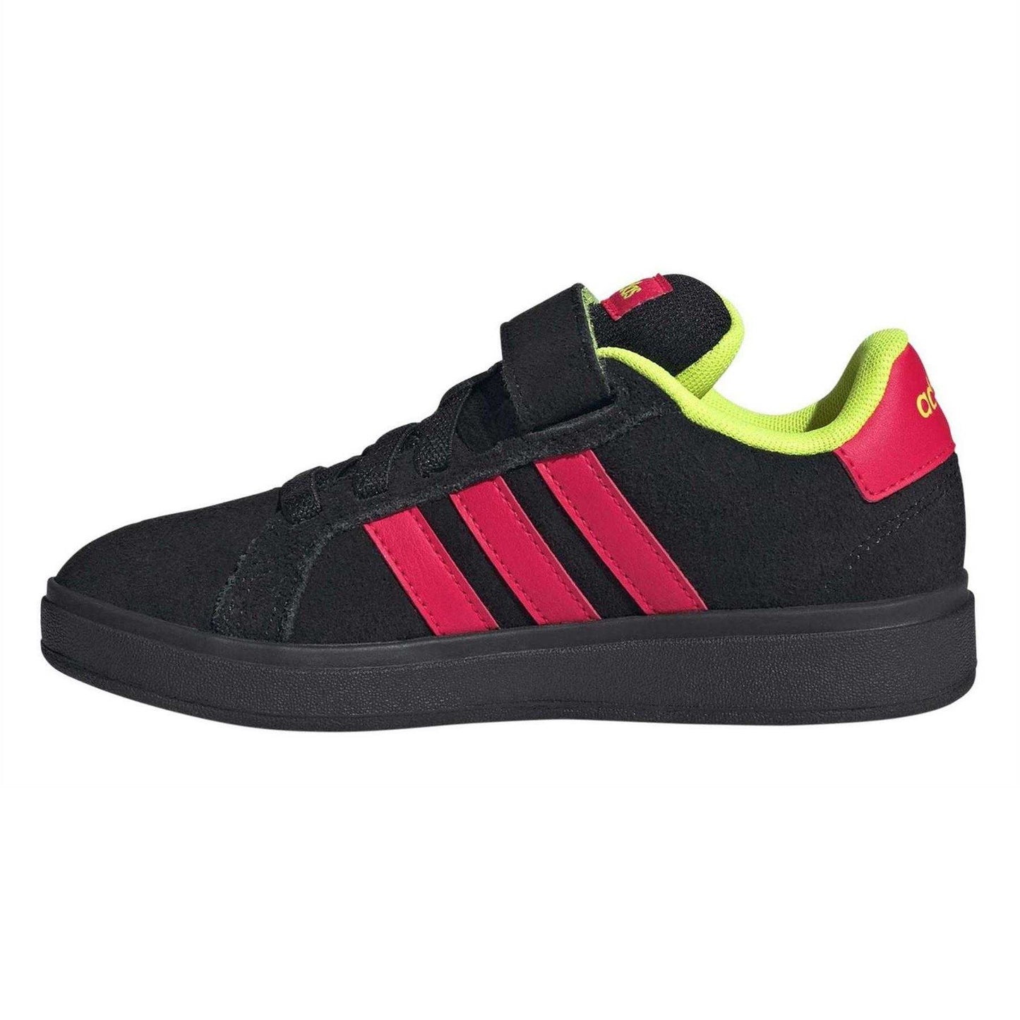 Core Black - Side - Adidas Childrens-Kids Grand Court Leather Flat Trainers