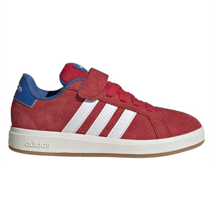 Ruby Red - Front - Adidas Childrens-Kids Grand Court Leather Flat Trainers