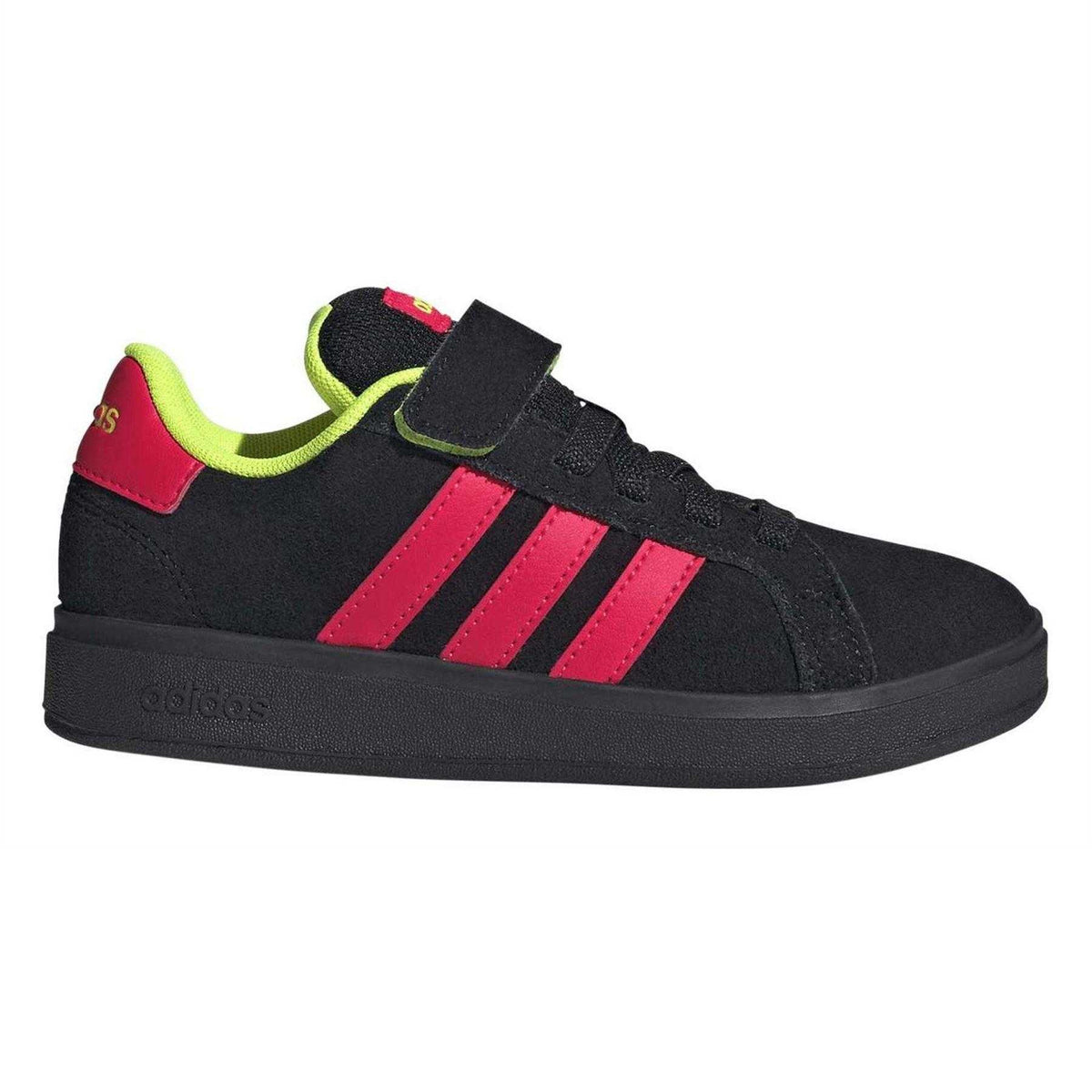 Core Black - Front - Adidas Childrens-Kids Grand Court Leather Flat Trainers