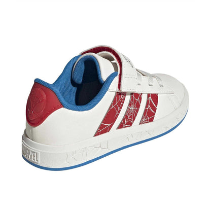 Cloud White - Back - Adidas Childrens-Kids Grand Court Spider-Man Trainers