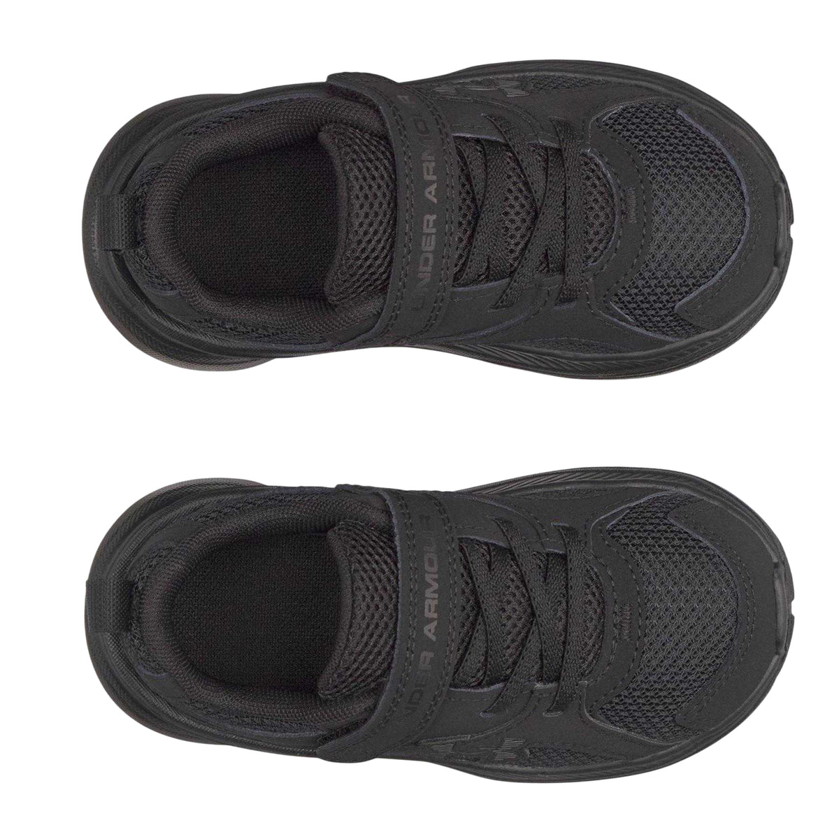 Triple Black - Side - Under Armour Childrens-Kids Cushioned Trainers