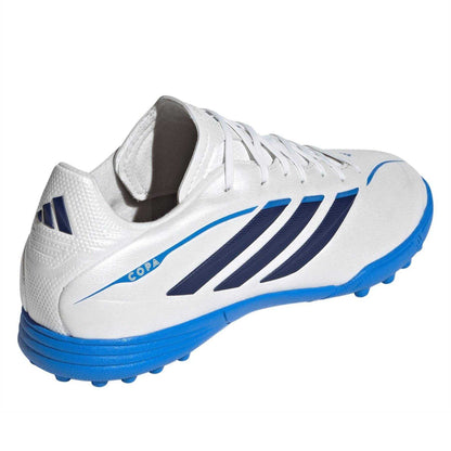White-Black-Blue - Back - Adidas Childrens-Kids Copa Pure IV League Leather Turf Training Football Boots